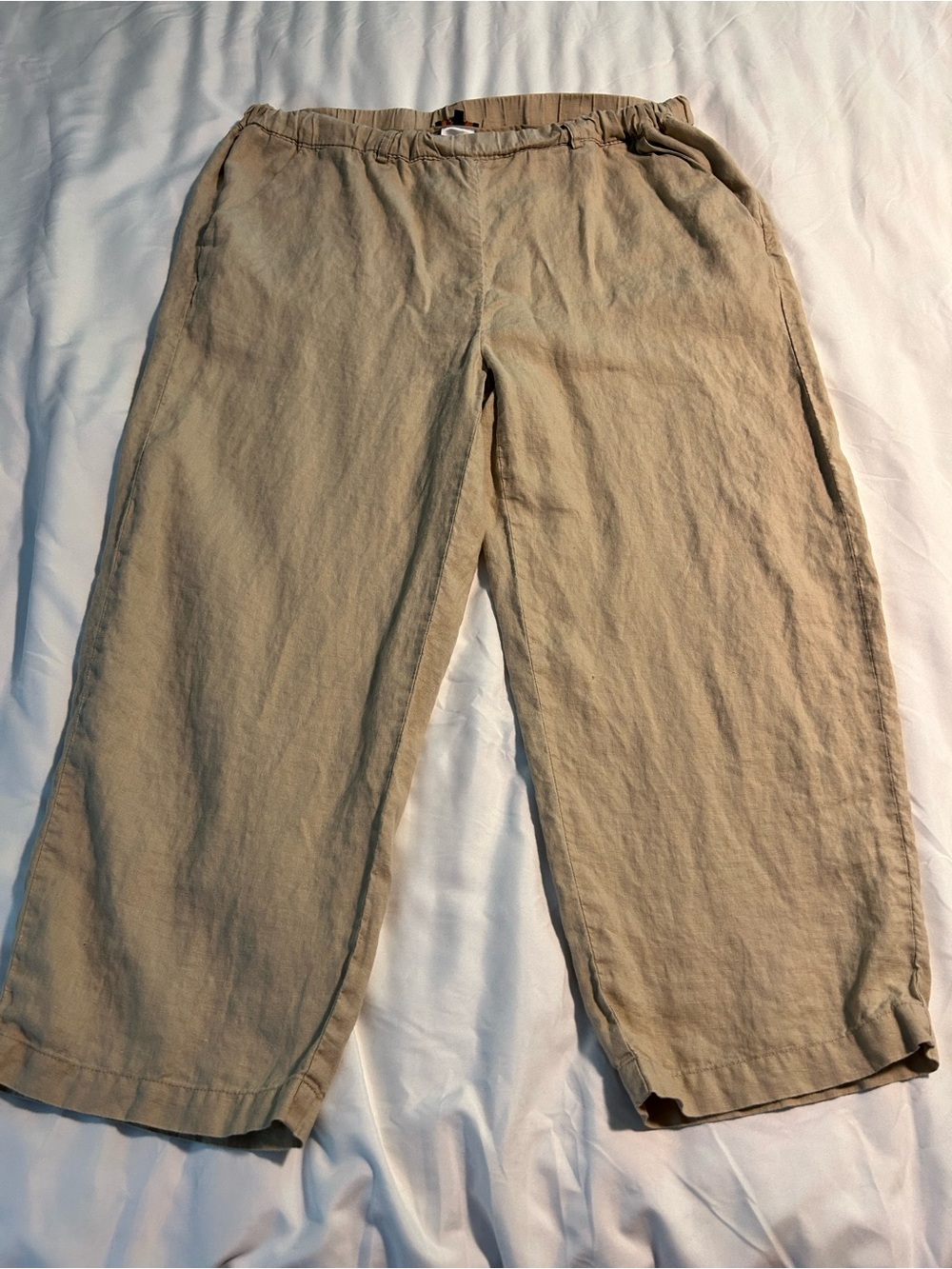 Women's Lightweight Beige Linen Blend Pants
